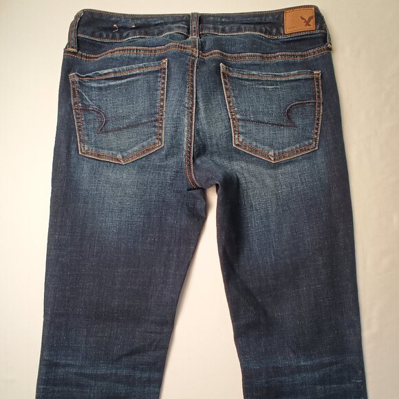 American Eagle Jeans Size 6 X-Long Low Rise Skinny Leg Dark Wash - Picture 3 of 10